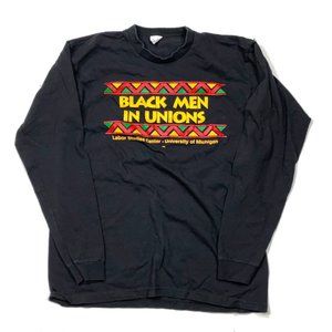 VTG Black Men in Unions L/S Graphic T-Shirt 90s